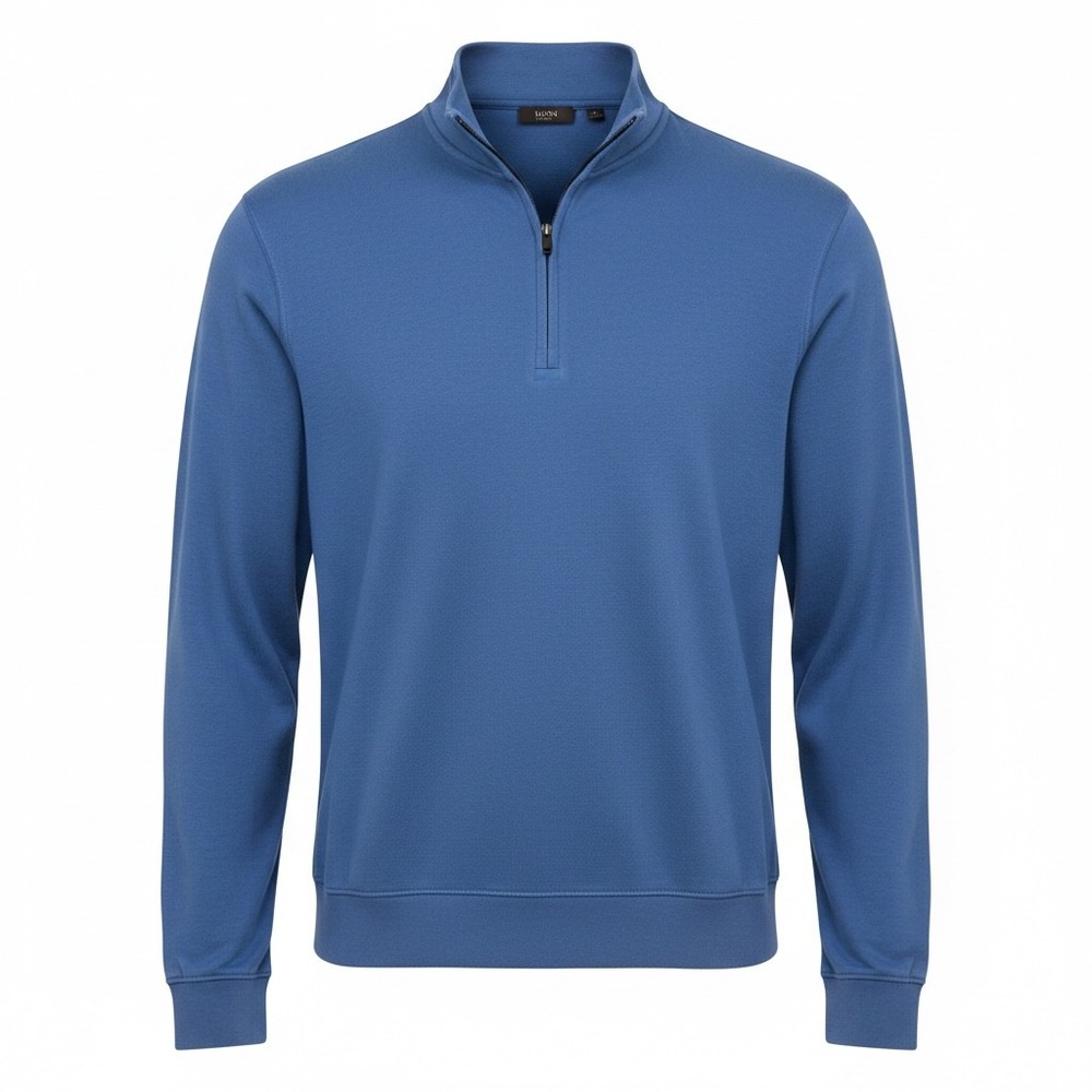 Dunning Mens XXL Blue 100% Pima‎ Cotton Quarter Zip Golf Pullover Sweatshirt
